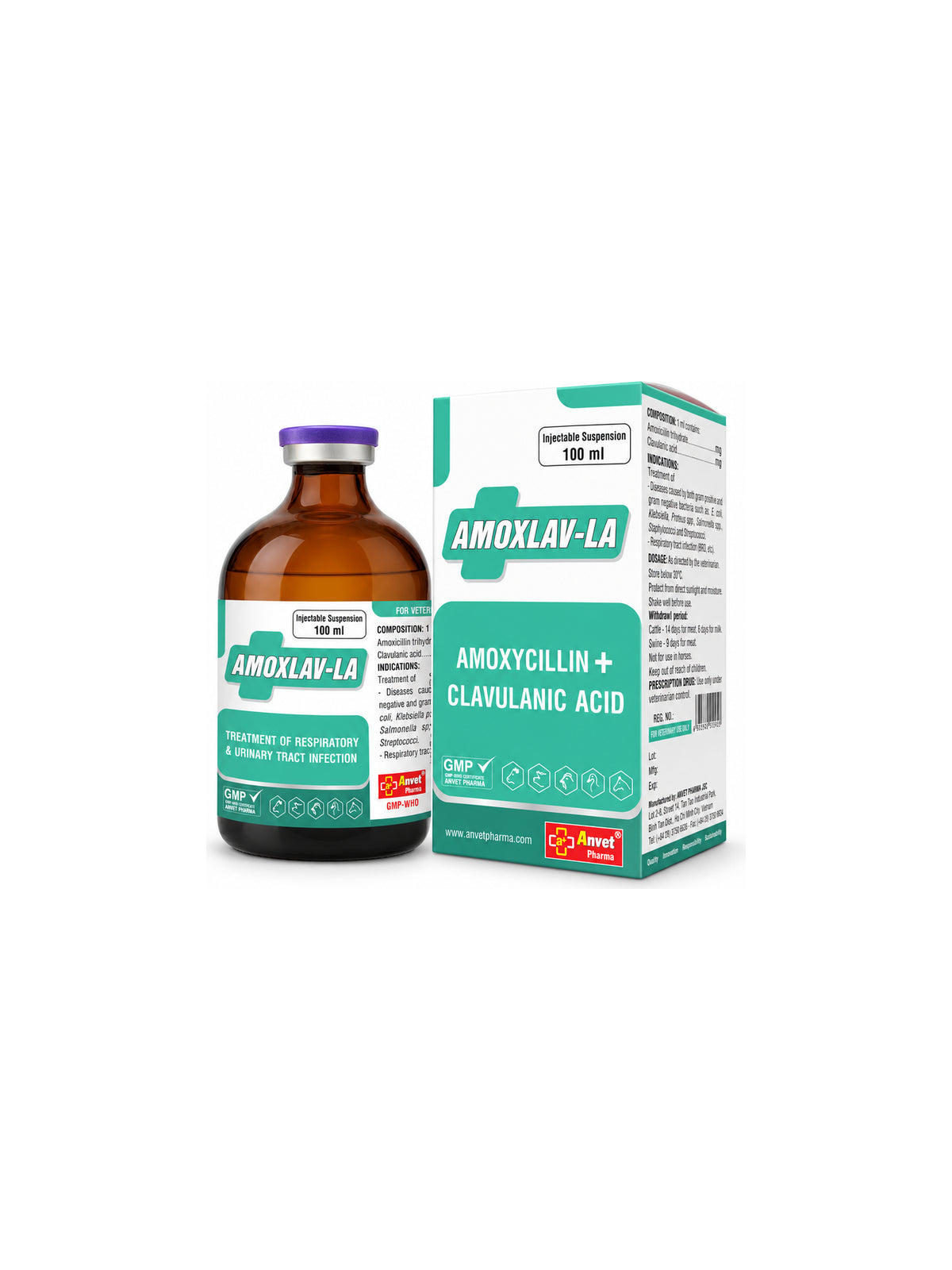 Amoxlav-LA (Amoxicillin + Clavulanic Acid) Injectable Suspension 100ml