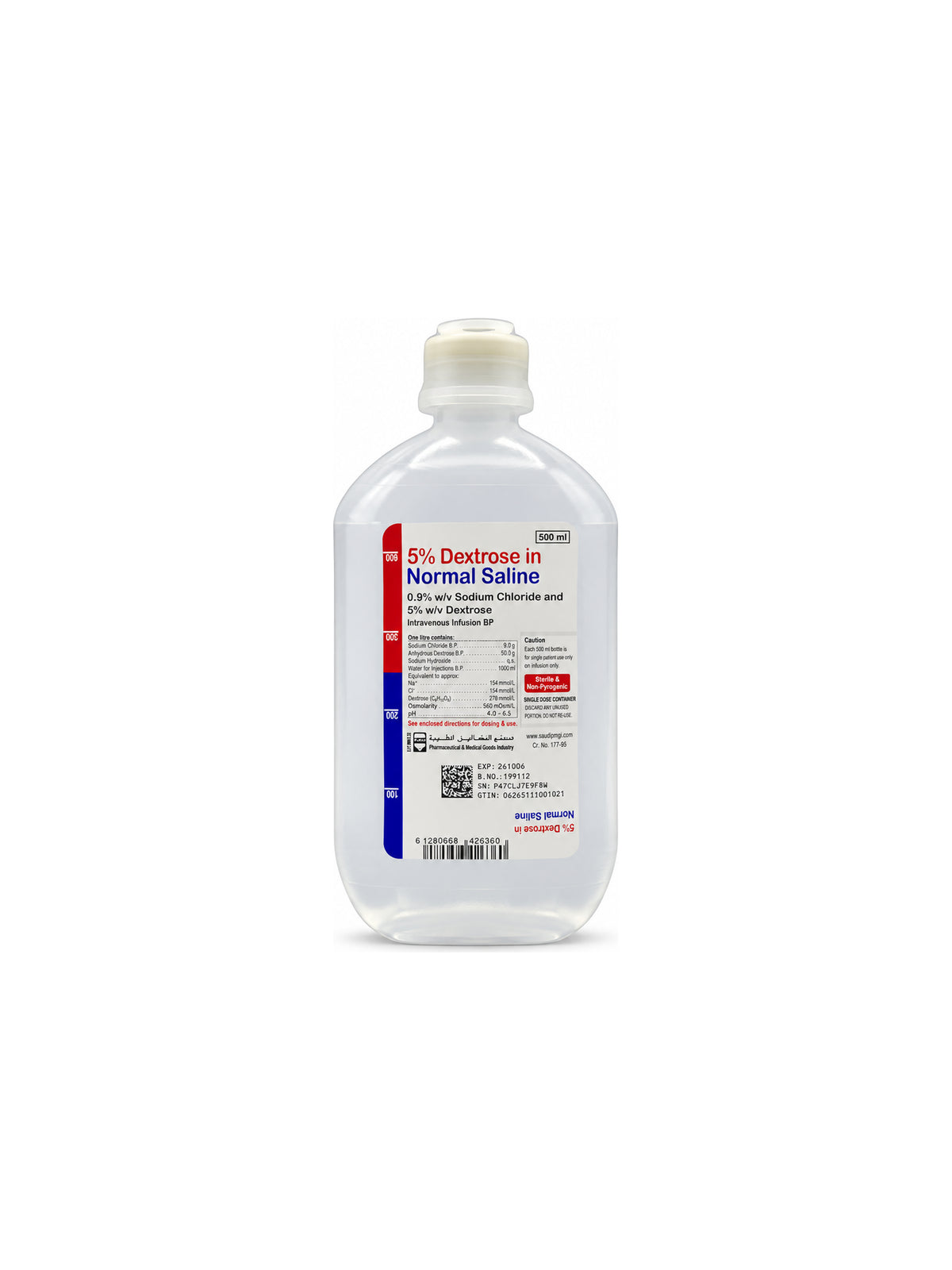 5% Dextrose in Normal Saline Intravenous Infusion BP 500ml
