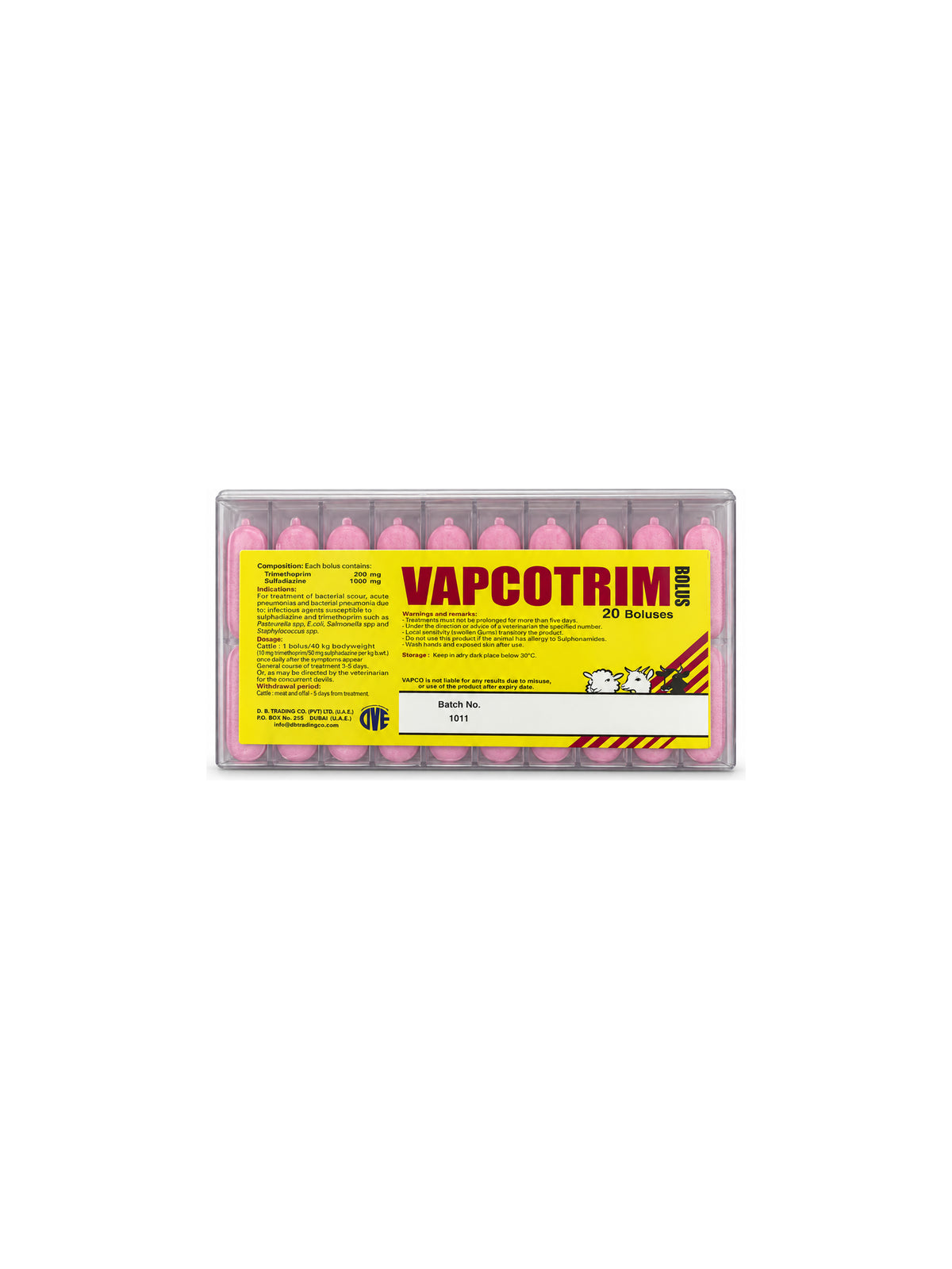 Vapcotrim Bolus - أقراص بولص مضادة للبكتيريا للعجول والأغنام